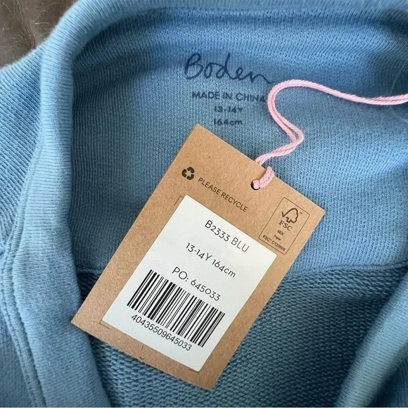 New BODEN Logo Graphic Sweatshirt  Brave The Wave Kids 13-14y 164cm Pebble Blue - Picture 11 of 11